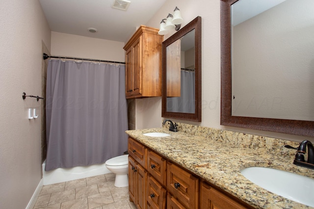 5401 Walesa Ct, Amarillo, TX 79119 - full bathroom featuring double vanity and shower / bath combo with shower curtain