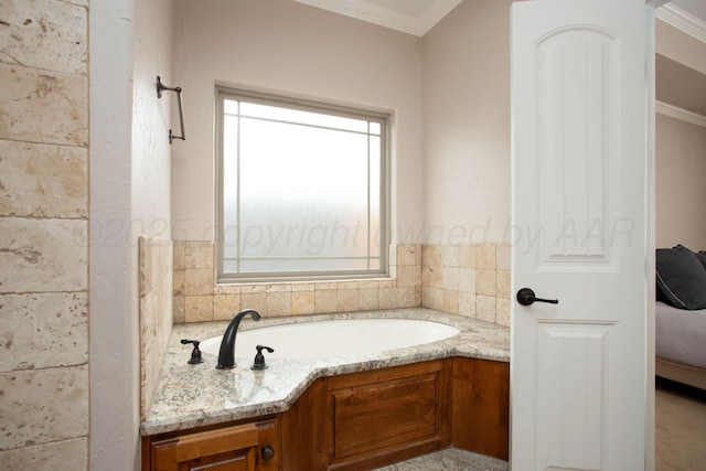 5401 Walesa Ct, Amarillo, TX 79119 - bathroom with crown molding, a bath, and connected bathroom
