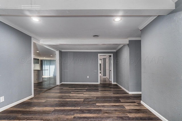 402 Beach Ave, Friona, TX 79035 - interior space with crown molding, baseboards, a textured wall, and wood finished floors