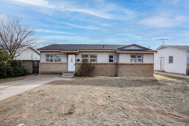 view of single story home