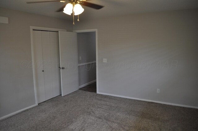 3411 Royal Rd, Amarillo, TX 79109 - unfurnished bedroom with carpet, a closet, and ceiling fan