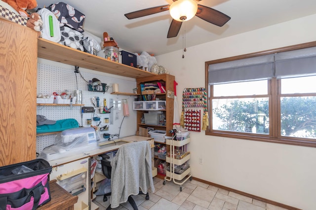 home office with ceiling fan