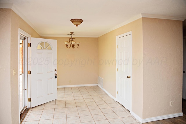 411 E 6th St, Hereford, TX 79045 - unfurnished room featuring ornamental molding, a chandelier, and baseboards