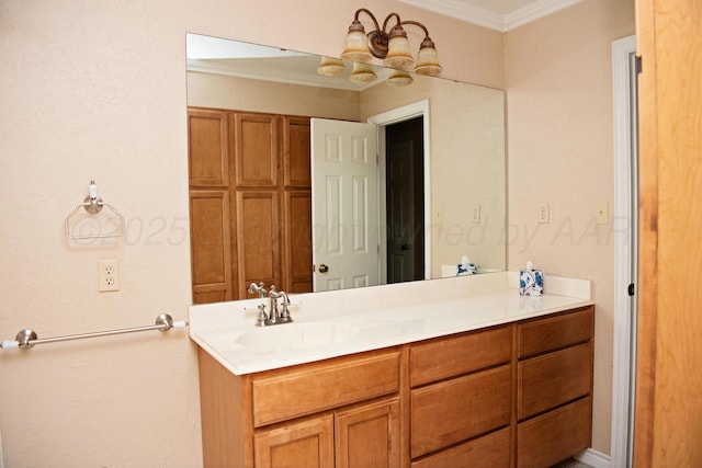 411 E 6th St, Hereford, TX 79045 - bathroom with ornamental molding and vanity