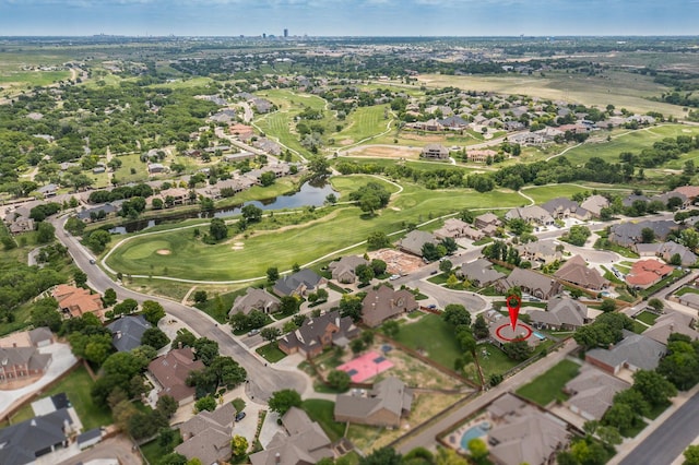 7 Pebble Beach Ct, Amarillo, TX 79124 - aerial view of property and surrounding area with a large body of water, nearby suburban area, and a local golf course
