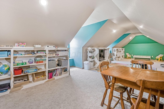 7 Pebble Beach Ct, Amarillo, TX 79124 - carpeted dining room featuring lofted ceiling