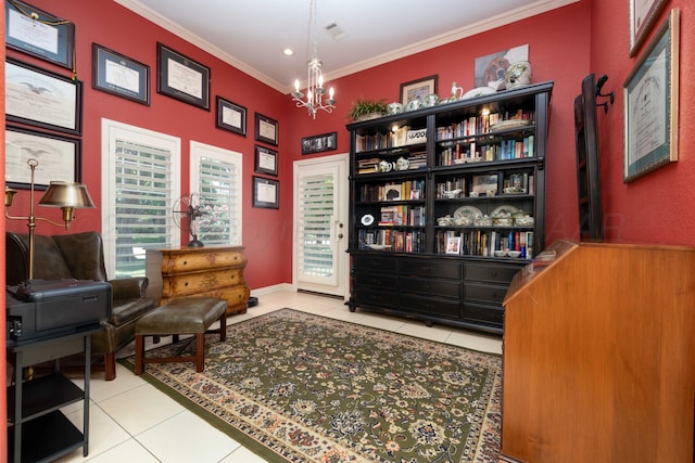 5007 Wesley Rd, Amarillo, TX 79119 - office space featuring tile patterned flooring, a chandelier, and crown molding