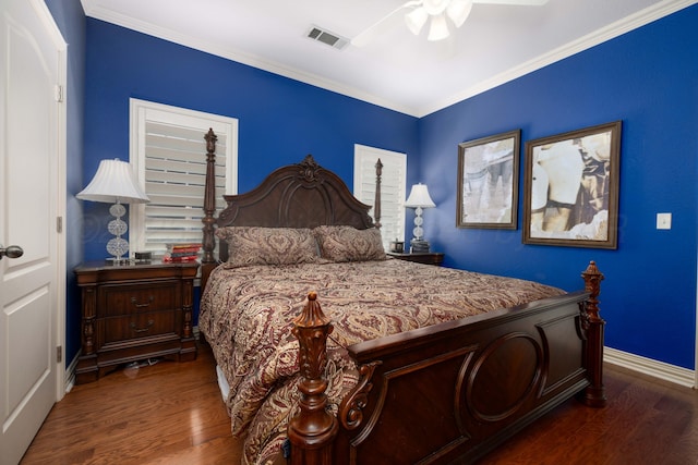 5007 Wesley Rd, Amarillo, TX 79119 - bedroom with wood finished floors, crown molding, and ceiling fan