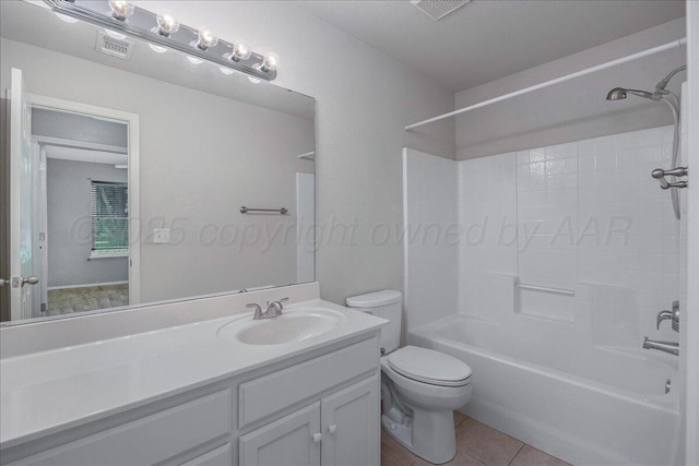 3610 S Mirror St, Amarillo, TX 79118 - full bathroom with vanity, shower / bath combination, and tile patterned floors