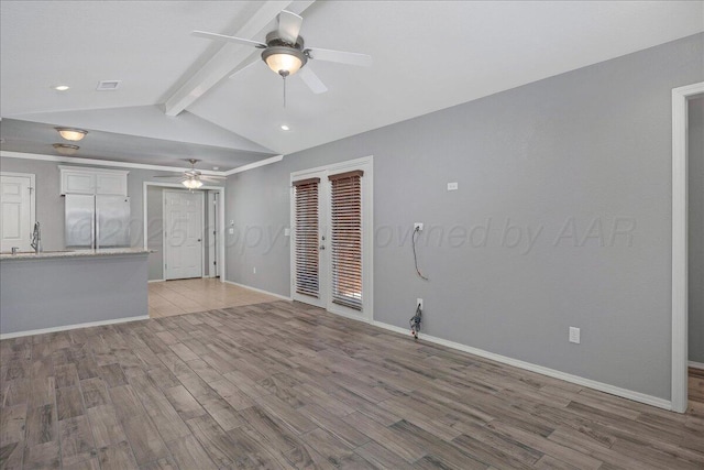 3610 S Mirror St, Amarillo, TX 79118 - unfurnished living room featuring ceiling fan, light wood-style floors, and recessed lighting