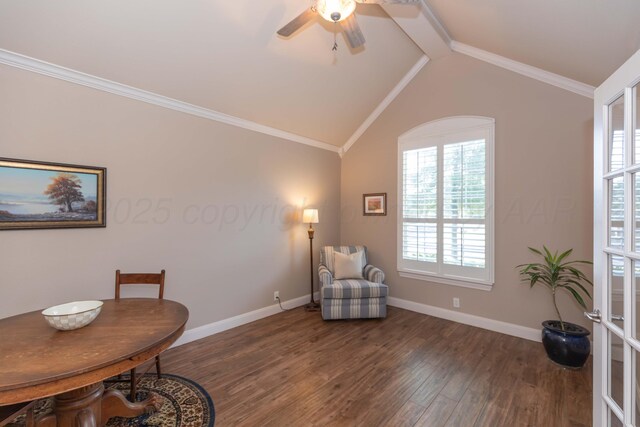 6600 Pepper Tree Pl, Amarillo, TX 79124 - living area featuring wood finished floors, ceiling fan, and crown molding