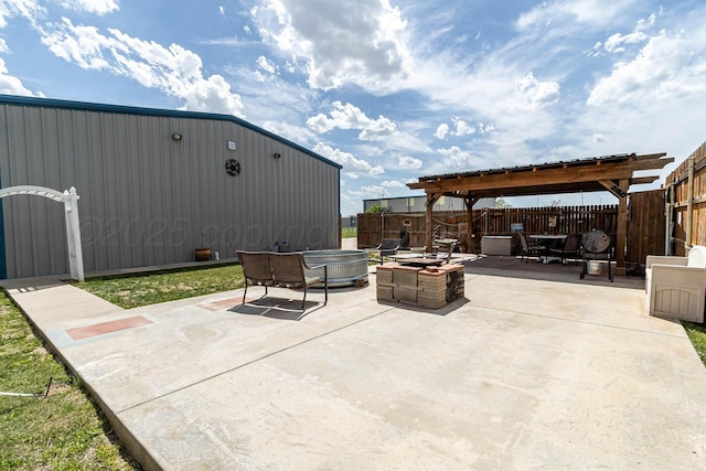 2108 Dakota Trl, Amarillo, TX 79118 - view of patio with a fire pit and a fenced backyard
