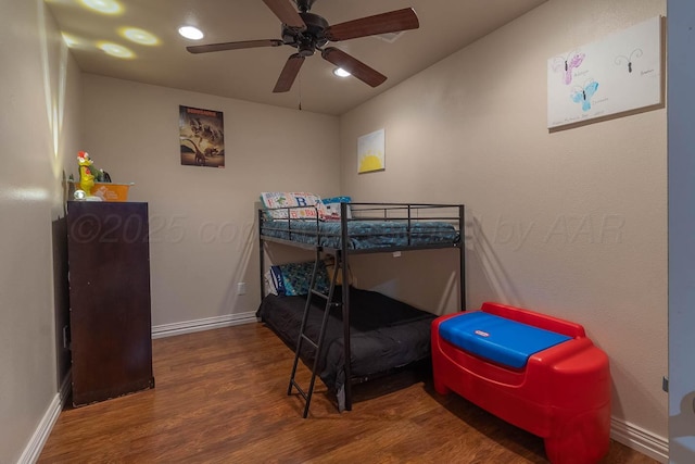 2108 Dakota Trl, Amarillo, TX 79118 - bedroom with wood finished floors, baseboards, recessed lighting, and a ceiling fan