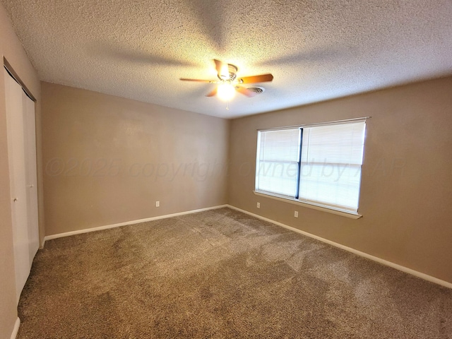 1312 Coffee St, Pampa, TX 79065 - unfurnished room featuring carpet floors, a textured ceiling, and ceiling fan