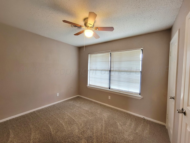 1312 Coffee St, Pampa, TX 79065 - spare room featuring ceiling fan, carpet flooring, and a textured ceiling