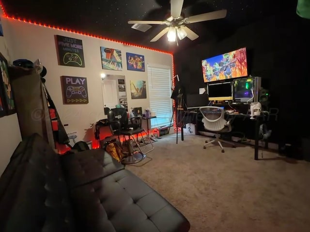 1738 Wesleyan St, Amarillo, TX 79118 - office area with carpet and ceiling fan