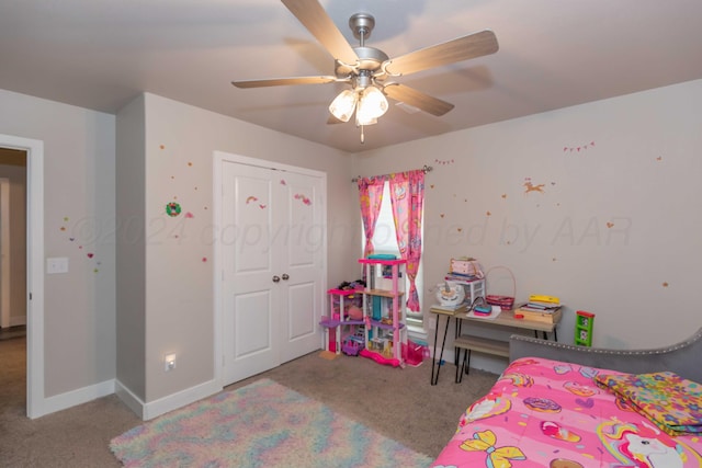 1738 Wesleyan St, Amarillo, TX 79118 - bedroom with ceiling fan, light carpet, and a closet