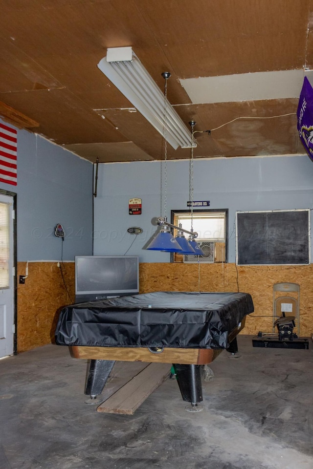 game room featuring concrete flooring and pool table