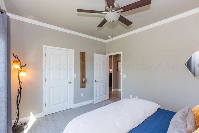 6900 Tatum Cir, Amarillo, TX 79119 - carpeted bedroom with ornamental molding and a ceiling fan