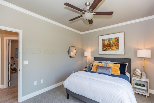 6900 Tatum Cir, Amarillo, TX 79119 - bedroom featuring ornamental molding and a ceiling fan