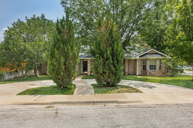 obstructed view of property featuring a front yard