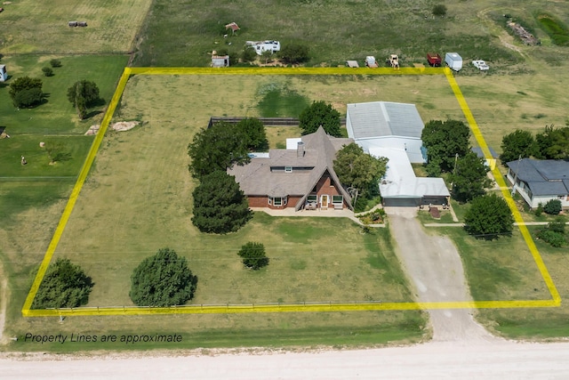 aerial view featuring a rural view