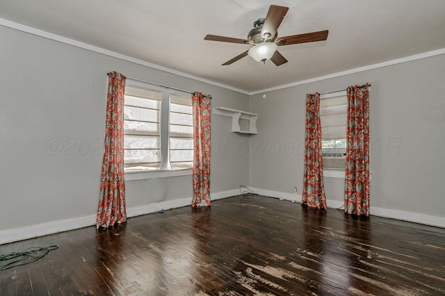 504 High St, Claude, TX 79019 - spare room with a ceiling fan, hardwood / wood-style flooring, baseboards, and ornamental molding