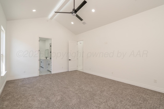 2909 Daytona Ave, Amarillo, TX 79118 - unfurnished bedroom with carpet, recessed lighting, ensuite bath, and a ceiling fan