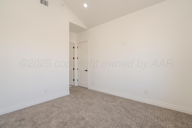 2909 Daytona Ave, Amarillo, TX 79118 - carpeted spare room featuring vaulted ceiling and recessed lighting