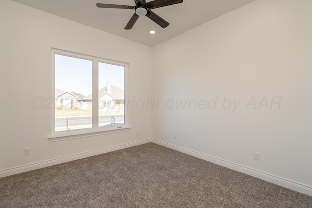 2909 Daytona Ave, Amarillo, TX 79118 - spare room featuring carpet, ceiling fan, and recessed lighting