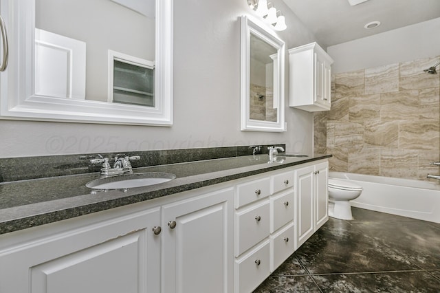 7907 Crestline Dr, Amarillo, TX 79119 - bathroom with double vanity and washtub / shower combination