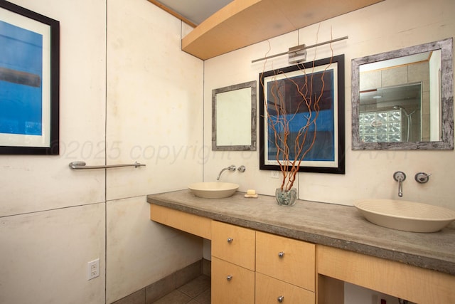 1510 Crockett St, Amarillo, TX 79102 - full bathroom featuring double vanity and tile patterned floors