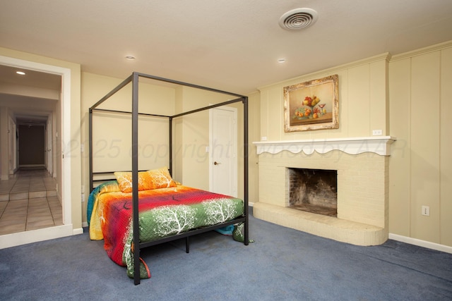 1510 Crockett St, Amarillo, TX 79102 - bedroom with carpet, a fireplace, and recessed lighting