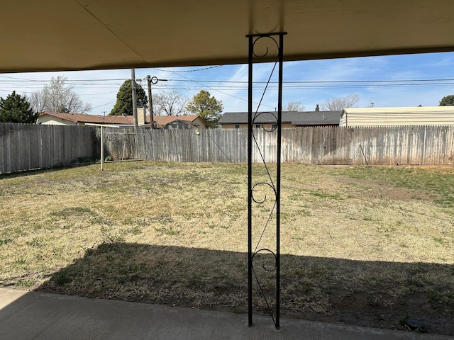 view of yard featuring a fenced backyard