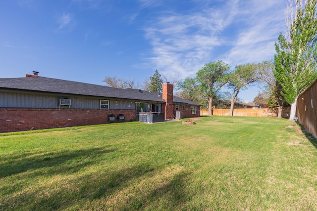 view of yard with a fenced backyard