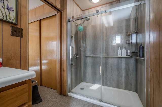 bathroom featuring a stall shower