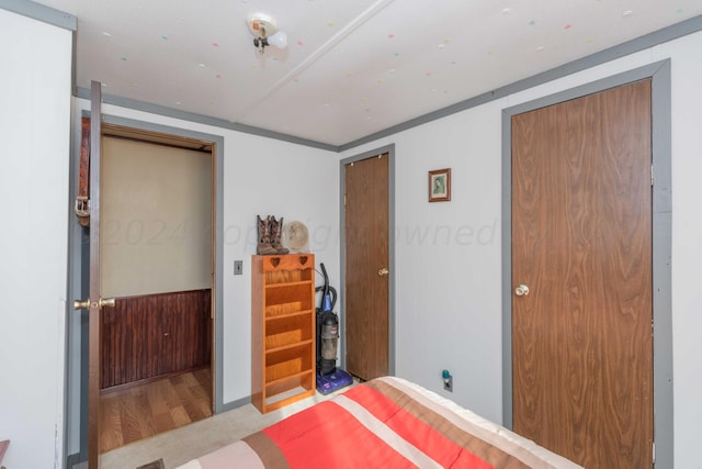 bedroom featuring a closet and light wood-type flooring