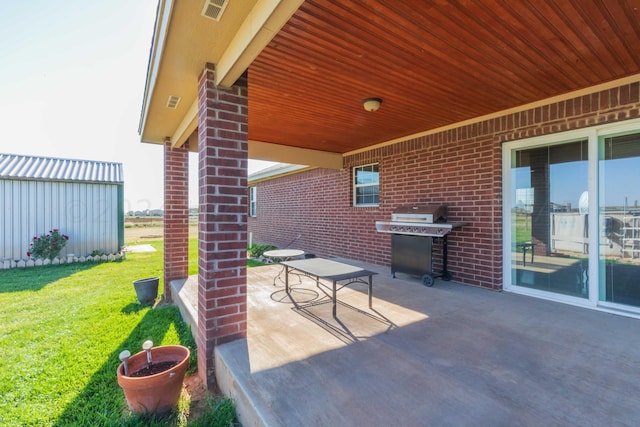 view of patio / terrace featuring a grill