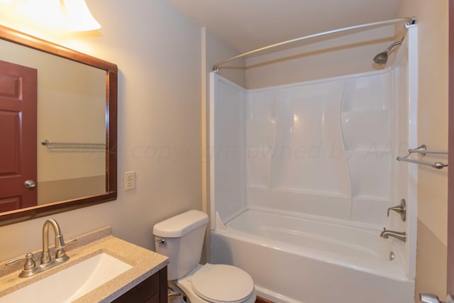 full bathroom with vanity, toilet, and shower / bathing tub combination