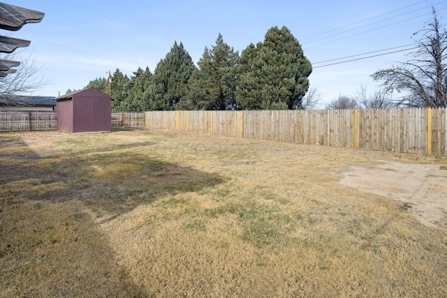 view of yard with a shed