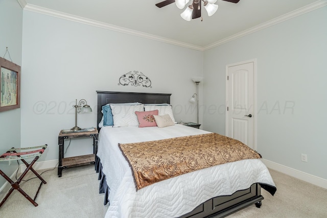 7601 Continental Pkwy, Amarillo, TX 79119 - bedroom featuring light carpet, crown molding, and a ceiling fan