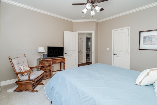 7601 Continental Pkwy, Amarillo, TX 79119 - bedroom with crown molding, carpet, and ceiling fan