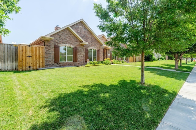 7601 Continental Pkwy, Amarillo, TX 79119 - view of front of home featuring brick siding, a gate, and a chimney