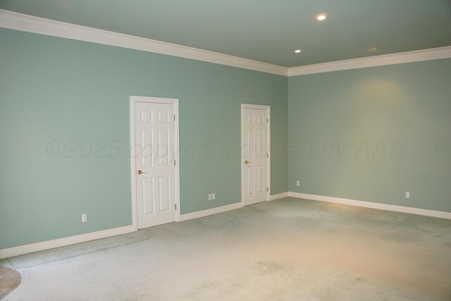 5105 Olsen Cir, Amarillo, TX 79106 - unfurnished room with crown molding, carpet flooring, and recessed lighting