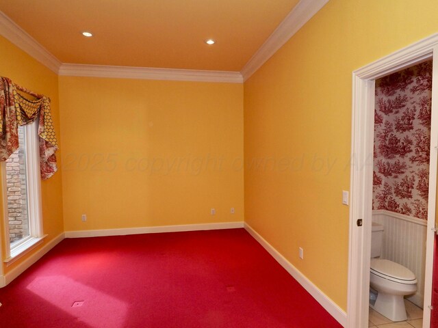 5105 Olsen Cir, Amarillo, TX 79106 - empty room featuring ornamental molding, carpet, and recessed lighting