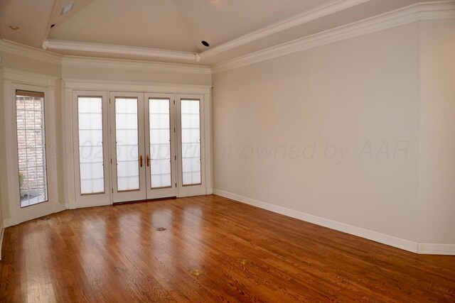 5105 Olsen Cir, Amarillo, TX 79106 - unfurnished room with ornamental molding, french doors, and wood finished floors