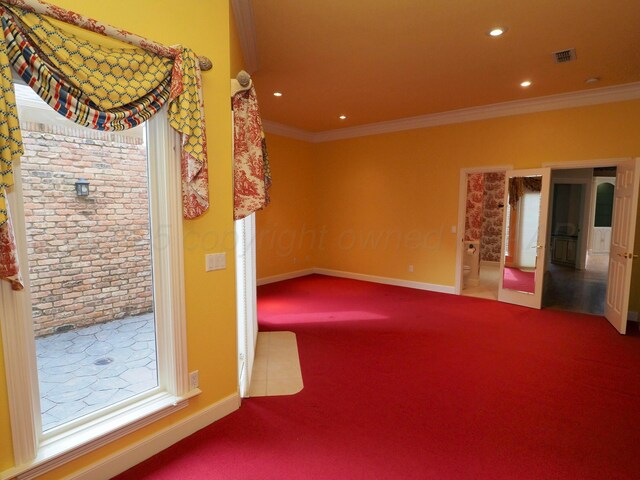 5105 Olsen Cir, Amarillo, TX 79106 - unfurnished room with crown molding, carpet floors, and recessed lighting