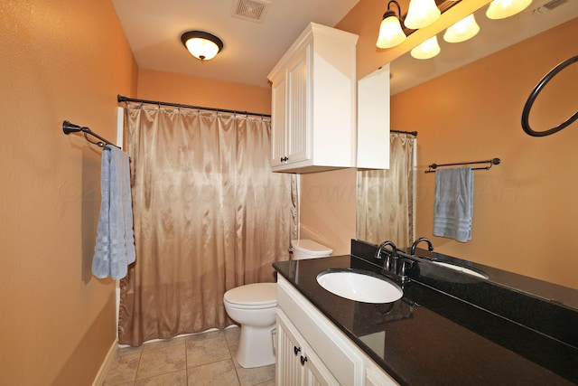 6501 Nancy Ellen St, Amarillo, TX 79119 - bathroom featuring vanity, tile patterned floors, and a shower with curtain