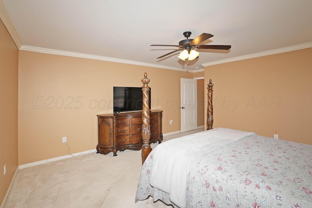 6501 Nancy Ellen St, Amarillo, TX 79119 - bedroom with crown molding, light carpet, and ceiling fan