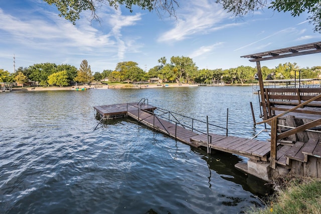 dock area featuring a water view